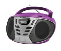 KORAMZI Sports Portable CD Boombox AM/FM Radio, AUX in, Top Loading CD Player, Telescopic Antenna, LCD Display for Indoor & Outdoor, Offices, Home, Picnics, School, Camping (Purple/Silver) CD55-PLS