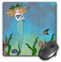3dRose 8 X 8 X 0.25 Cute Pretty Mermaid Hugging Baby Seal Underwater Mythical Vintage Art At Sea Ocean Marine Theme Mouse Pad (mp_112836_1)
