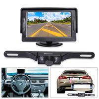 Noiposi Backup Camera and Monitor kit for Car Universal Waterproof Night Vision Linsence Plate Rear View Camera and 4.3" TFT LCD Rear View Monitor (Monitor and Camera)