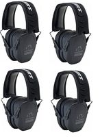 Walker's Razor Slim Passive Earmuff (Choose Your Color) Ultra Low-Profile Earcups - Shooting Hearing Protection (Black, 4-Pack)