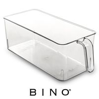 BINO Refrigerator, Freezer, Kitchen Pantry Cabinet Organizer Plastic Bin with Handle, Clear Plastic Storage Bins Refrigerator Organizer Bins Fridge Organizer Pantry Organizer Pantry Storage, Medium
