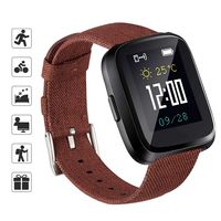 TOMALL Nylon Fabric Bands Compatible for Fitbit Versa/Versa 2/Versa Lite, Breathable Woven Replacement Wristband Bracelet for Women Men (Brown)