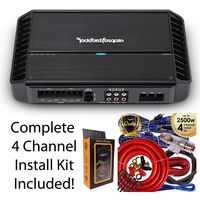Rockford Fosgate P600X4 600 Watts Punch Series 4-Channel Stereo Class AB Car Power Amplifier + 4 Channel Amp Kit