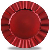 Fantastic:) Round 13 Inch Plastic Charger Plates with Eletroplating Finish (1, Wave Edge Red)