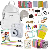 Instax Mini 9 Camera Travel Bundle - 60 Piece Accessory Kit with Shoulder Bag, 20 Sheets of Film, Lens Cleaning Cloth, Strap, Washi Tape, Stickers, Frames + Album - Smokey White - by Outlook 2020