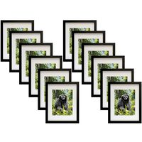 Golden State Art, Set of 12,11x14 Black Photo Frame with Real Glass and White Mat for 8x10 Picture (Pack of 12)