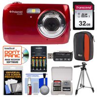 Polaroid iS126 16.1MP Digital Camera (Red) with 32GB Card + Case + Batteries & Charger + Tripod + Kit