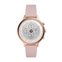 Fossil Women's Charter HR Heart Rate Stainless Steel and Silicone Hybrid Smartwatch, Color: Rose Gold, Blush (FTW7013)