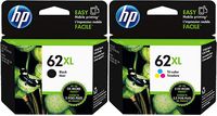 Genuine HP 62XL Black and Color Inkjet Cartridges in Retail Combo Pack