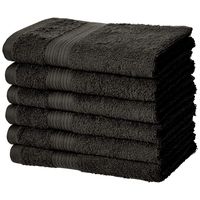 AmazonBasics Fade-Resistant Cotton Hand Towel - Pack of 6, Black