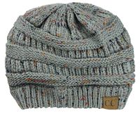 C.C Trendy Warm Chunky Soft Stretch Cable Knit Beanie Skully, Confetti Natural Gray