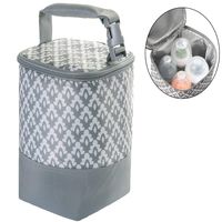 Insulated Baby Bottle Bag for Daycare - MBJERRY Size Upgrade Breastmilk Cooler Bag Baby Bottle Tote Bags, Easily Attaches to Stroller(Gray,Fits up to 4 Large 8 Oz. Bottles)
