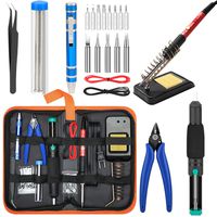 Soldering Iron Kit Electronics [Upgraded], Yome 15-in-1 60w Adjustable Temperature Soldering Iron with ON/OFF Switch, 5pcs Soldering Iron Tips, DE-soldering Pump, Wire cutters, screwdriver, Stand