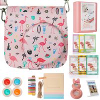Woodmin Stripe Accessories Bundle for Fujifilm Instanx Mini 9 8 8+(Mini Camera case/Polaroid Album/Instax Photo Frames/Film Stickers/Filters/Selfi-Lens)