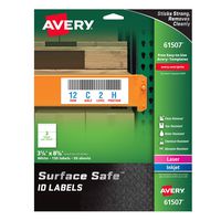 Avery Surface Safe Durable ID Labels, Removable Adhesive, Water Resistant, 3-1/4" x 8-3/8", 150 Labels (61507)