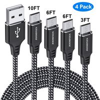 Micro USB Cable,JOOMFEEN [4Pack 3FT/6FT/6FT/10FT]High Speed USB to Micro USB 2.0 Cable Fast Charging and Syncing Nylon Braided Android Charger Cord for Samsung,Kindle,Tablet,HTC,LG,PS4 (Black/Silver)