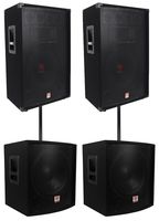 (2) Rockville RSG15 15 3000w Passive DJ/Pro Audio PA Speaker+(2) 15" Subwoofers