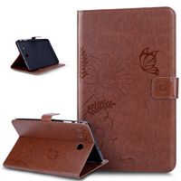 Samsung Galaxy Tab E 9.6 Case,ikasus Butterfly Flower Flip PU Leather Flip Wallet Pouch Case with Stand Credit Card ID Holders Case Cover for Samsung Galaxy Tab E T560N 24,3 cm (9,6"),Coffee