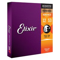 Elixir Strings Phosphor Bronze Acoustic Guitar Strings w NANOWEB Coating, Light (.012-.053)