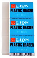 Lion Translucent White Plastic Erasers, 3 EA/Pack, 1 Pack (P-100P)