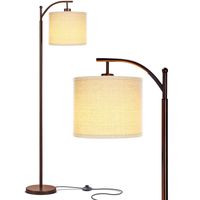 Brightech Montage - Bedroom & Living Room Floor Lamp - Reading Standing Light with Arc Hanging Shade - Indoor, Tall Pole Lamp for Office - Suits Mid Century Modern & Farmhouse - with LED Bulb - Bronze