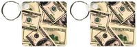 3dRose 100 Dollar Bill Pattern - Key Chains, 2.25 x 4.5 inches, set of 2 (kc_63043_1)