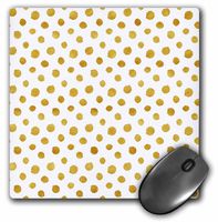 3dRose Mouse Pad Cute Girly Trendy Polka Dot Pattern on White-Gold Dots, 8 x 8" (mp_272891_1)