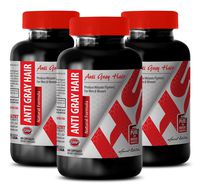 Energy Pills - Anti-Gray Hair 1200MG - Natural Formula - zinc Oxide - 3 Bottles (180 Capsules)