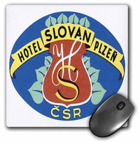 Vintage Hotel Slovan Plzen Czech Republic Luggage Label - Mouse Pad, 8 by 8 inches (mp_129893_1)