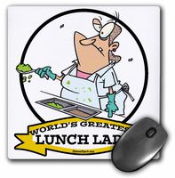 3D Rose"Funny Worlds Greatest Lunch Lady Cartoon" Matte Finish Mouse Pad - 8 x 8" - mp_103323_1