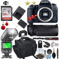 Canon EOS 77D DSLR Camera (Body Only) + 128GB Sandisk Memory + Power Battery Grip with Holiday Special Bundle (15 Items)
