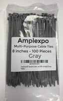 Amplexpo 8" Standard Cable/Zip Ties (100 pieces) (50lb. strength) (Gray)