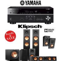 Klipsch RP-260F 5.1.2-Ch Reference Premiere Dolby Atmos Home Theater Speaker System with Yamaha RX-V685BL 7.2-Channel 4K Network A/V Receiver
