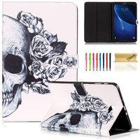 Galaxy Tab A 10.1 Case (NO S Pen Version), Dteck Folio Flip Stand Case with Smart Auto Wake/Sleep Function for Samsung Galaxy Tab A 10.1 inch Tablet SM-T580/585 (Rose Skull)
