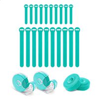 Wrap-It Self-Gripping Storage Straps - Reusable Hook and Loop Cord Organizer Cable Ties for Cable Management and Organization (Assorted 24 Pack, Aqua)