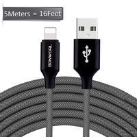 Phone Charger Cord 16FT 5M USB Charger Cable Charging Cords Long Durable Braided Nylon Fast Charging Wire Compatible with Phone X /8/8Plus /7/7 Plus /6S /6S Plus /6/6 Plus/SE Pad Pod and Touch Pad