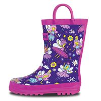 LONECONE Rain Boots with Easy-On Handles in Fun Patterns for Toddlers and Kids, Bippity Boppity Fairy Boots, 4 Big Kid