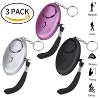 Emergency Personal Alarm,3 Pack Safesound Alarms 130DB with Led Flashlight for Women,Elderly,Students,Kids,Night Workers Self Defense Protection Secured Sold by Bukey
