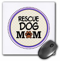 3dRose LLC 8 x 8 x 0.25 Inches Rescue Dog Mom Paw Print Mum Love Mouse Pad (mp_151802_1)