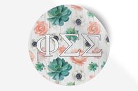 Phi Sigma Sigma Sticker Greek Sorority Decal for Car, Laptop, Windows, Officially Licensed Product, Monogram Design 5" x 5" - Succulents Floral