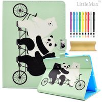 iPad Pro 10.5 Case,LittleMax(TM) PU Leather Protective Stand Folio Wallet Case with Auto Wake/Sleep [ Stylus Holder ] Cover for iPad Pro 10.5 Inch 2017 Release - 01 Cute Panda & Bear