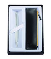 Cross Calais Satin Chrome Ballpoint Pen & Classic Black Zip Pouch