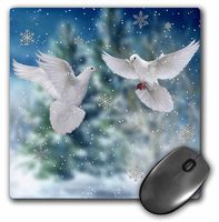 3dRose LLC 8 X 8 X 0.25 Inches Beautiful White Doves with Snowflakes and Pine Trees Mouse Pad (mp_97836_1)