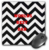 3dRose LLC 8 x 8 x 0.25 Inches Mouse Pad, Worlds Best Dad on Black/White Chevron Stripes (mp_62330_1)