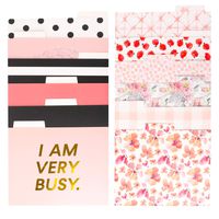 Decorative Gold Foil File Folders - 12-Count Colored File Folders Letter Size, 1/3-Cut Tabs, Includes Cute Designs and Gold foil Font, Office Supplies File Filing Organizers, 9.5 x 11.5 Inches