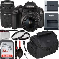 Canon EOS 2000D DSLR Camera with 18-55mm is II & 75-300mm III Lens & Starter Accessory Bundle - Includes: SanDisk Ultra 32GB SDHC Memory Card + Camera Carrying Case + 2X Ultraviolet Filter + More
