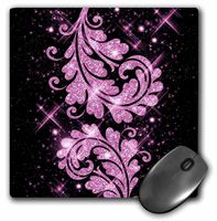 3dRose LLC 8 x 8 x 0.25 Inches Mouse Pad, Floral Glitter Swirls, Pink (mp_41090_1)
