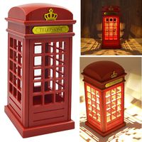 Vintage London Telephone Booth Designed USB Charging LED Night Lamp Touch Sensor Table Desk Light Touch Panel Power-Saving Light