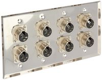 Seismic Audio SA-PLATE1 Stainless Steel Wall Plate with 4 Gang with 8 XLR Female Connectors