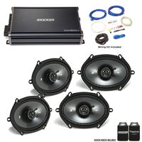Kicker 43CSC684 6x8" CS-Series Speakers (2 Pair) with 43CXA3004 CX-Series Amplifier and Wire kit